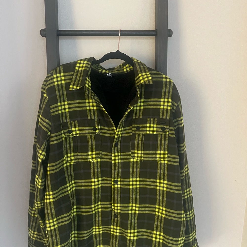 Volcom Black and Yellow Plaid Jacket